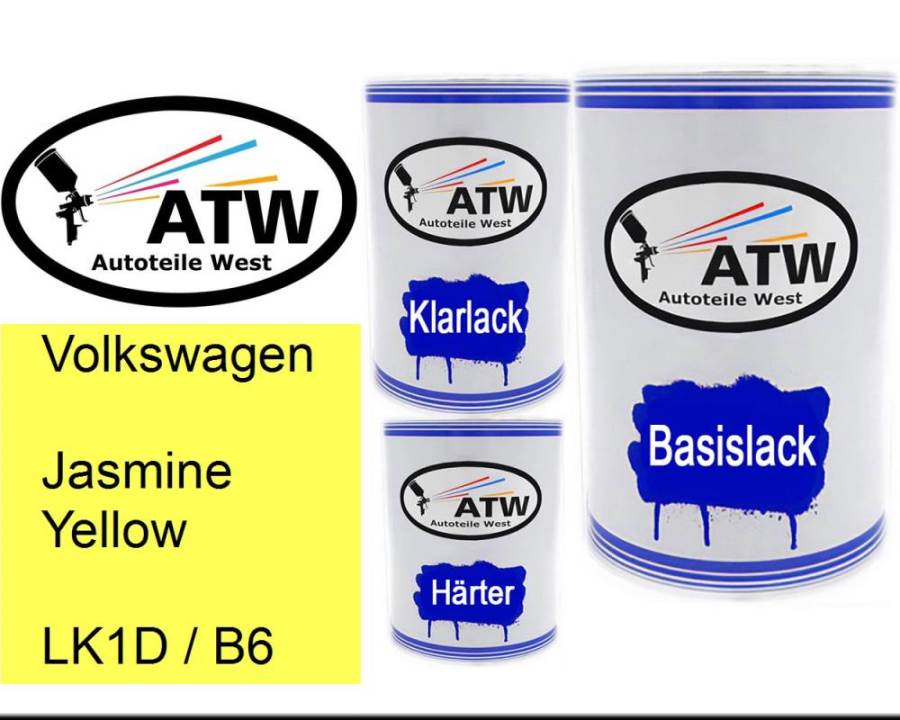 Volkswagen, Jasmine Yellow, LK1D / B6: 500ml Lackdose + 500ml Klarlack + 250ml Härter - Set, von ATW Autoteile West.